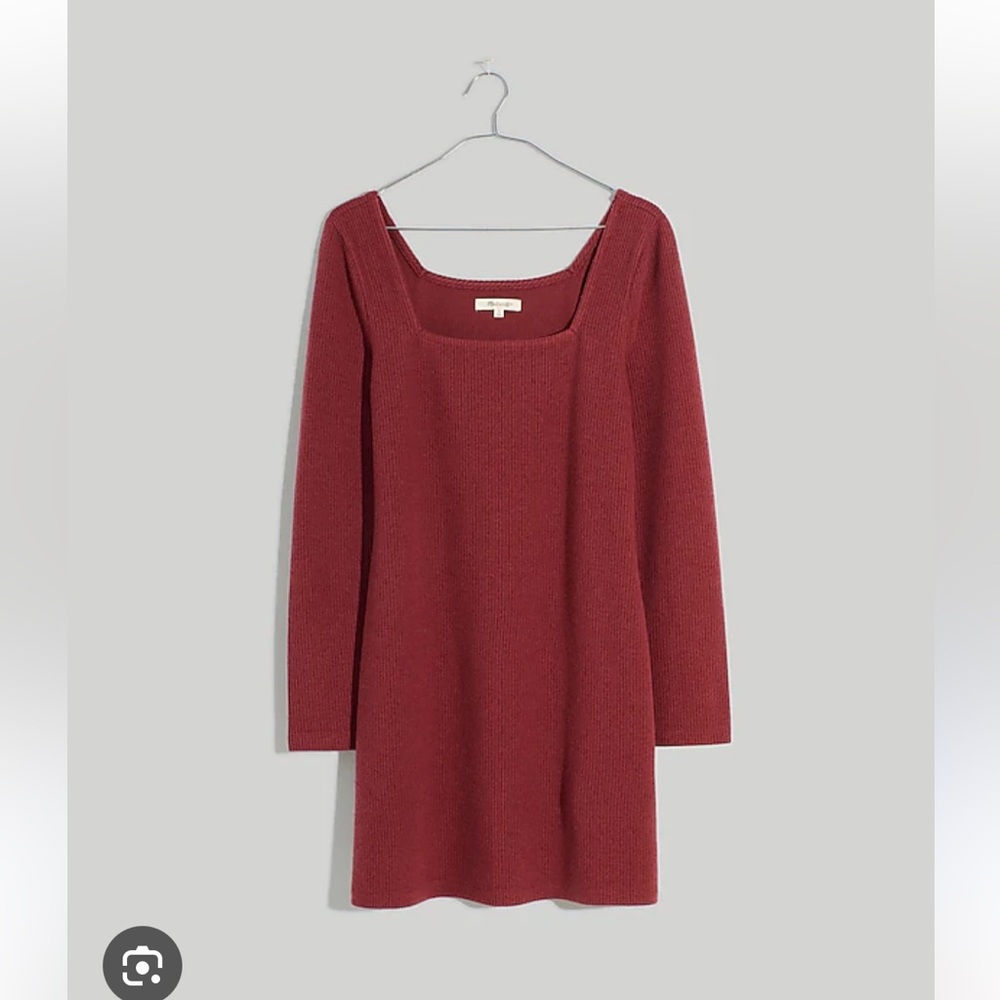 NEW • Madewell • Women’s Ribbed Bodycon Long Sleeve Dress Burgundy Red  XS